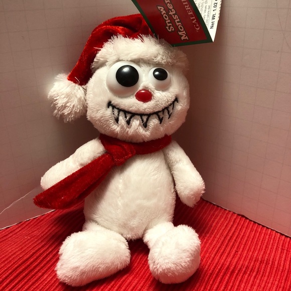 Snowman Monster Christmas Santa Claus Plush Stuffed Soft Toy Crazy Face Vintage - Picture 1 of 12